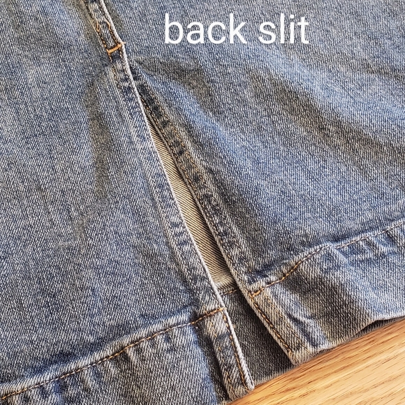 High waist denim skirt with back slit | size 14/32 waist - Picture 6 of 7